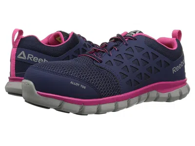 Reebok Work Sublite Cushion Work Alloy Toe Eh Women's Work Boots Navy/pink: 10 D - Wide In Blue