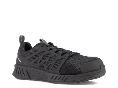 Reebok Work Wide Width Fusion Flexweave Composite Toe Work Sneaker In Black