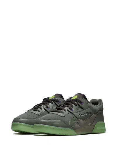 Reebok Workout Plus Leather-embellished Sneakers In Gray