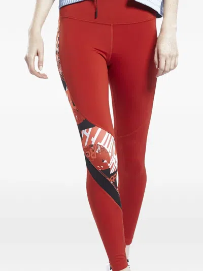 Reebok Workout Ready Myt Aop Printed Tights Leggings In Red