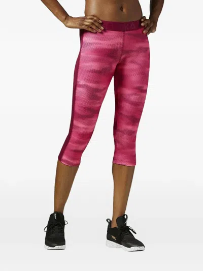 Reebok Workout Ready Printed Capri Leggings In Pink