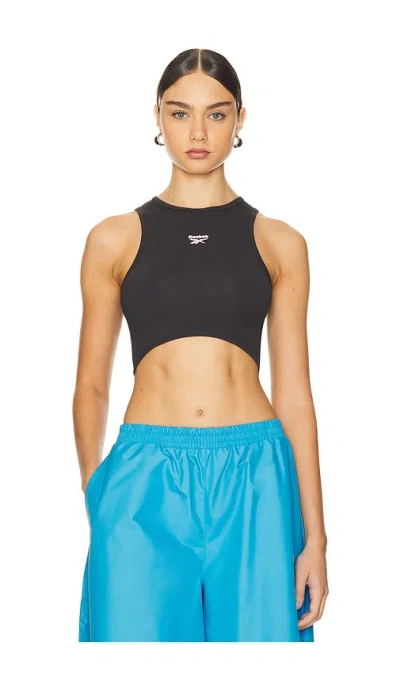 Reebok Women's Wardobe Essentials Curved-hem Bralette Top In Washed Black