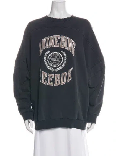 Pre-owned Reebok X Anine Bing Graphic Print Crew Neck Sweatshirt In Green
