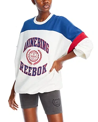 Reebok X Anine Bing Oversized Colorblocked Sweatshirt In Chalk