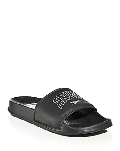 Reebok X Anine Bing Women's Classic Leather Slide Sandals In Black/white/black