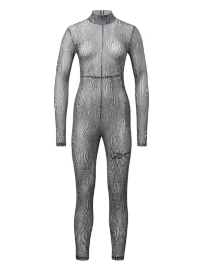 Reebok X Cardi B Abstract-print Jumpsuit In Gray