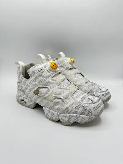 Pre-owned Reebok X Vetements Instapump Fury Emoji Logo Print White Shoes