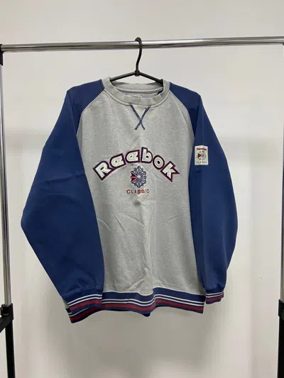 Pre-owned Reebok X Vintage Reebok Classic Sweatshirt Vintage Big Logo Spell Out In Blue Gray