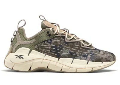 Pre-owned Reebok Zig Kinetica Ii Billionaire Boys Club Digi Camo Sneakers In Hunter Green/boulder Grey/stucco