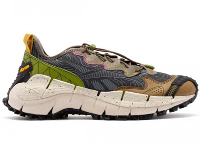 Pre-owned Reebok Zig Kinetica Ii Edge Sneakers In Grey/brown/green