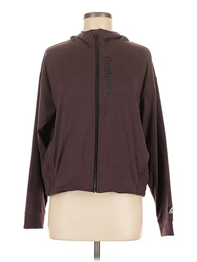 Pre-owned Reebok Zip Up Hoodie In Brown