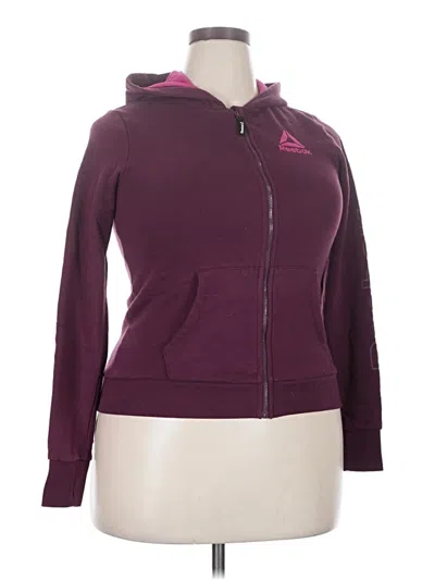 Pre-owned Reebok Zip Up Hoodie In Burgundy