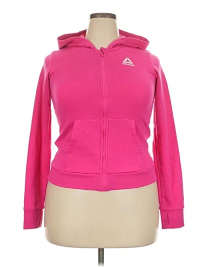 Pre-owned Reebok Zip Up Hoodie In Pink