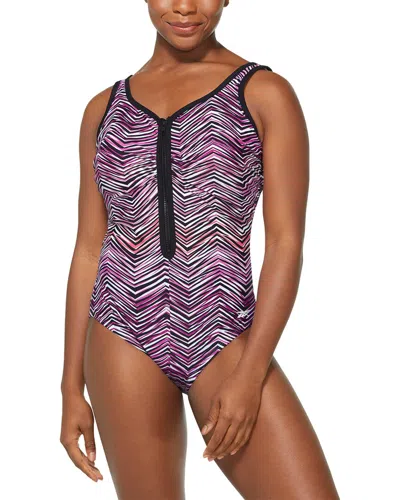 Reebok Zipper One-piece In Purple