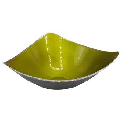 Pre-owned Reed & Barton 1960's  Enamel & Silverplate Abstract Centerpiece Bowl Dish Big 9"