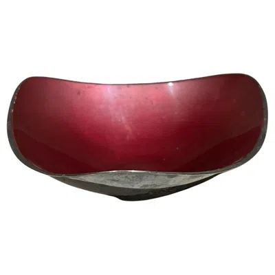 Pre-owned Reed & Barton 1960s John Prip For  Red Enamel Silverplated Organic Bowl