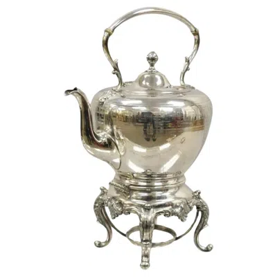 Pre-owned Reed & Barton Antique  1866 Silver Plated Victorian Tilting Tea Pot On Stand In Brown