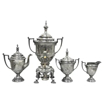 Pre-owned Reed & Barton Antique  1929 English Regency Silver Plated Samovar Tea Set 4 Pcs