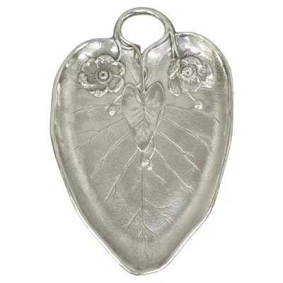 Pre-owned Reed & Barton Antique  Art Nouveau Deco Lily Pad Leaf 20" Trinket Dish Bar Tray In Silver