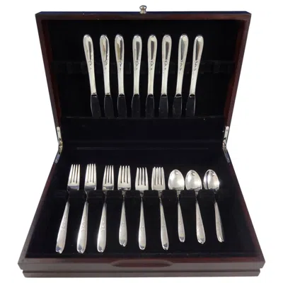 Pre-owned Reed & Barton Autumn Leaves By  Sterling Silver Flatware Service 8 Set, 32 Pieces In Black
