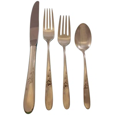 Pre-owned Reed & Barton Autumn Leaves By  Sterling Silver Flatware Service Set 51 Pieces In Brown