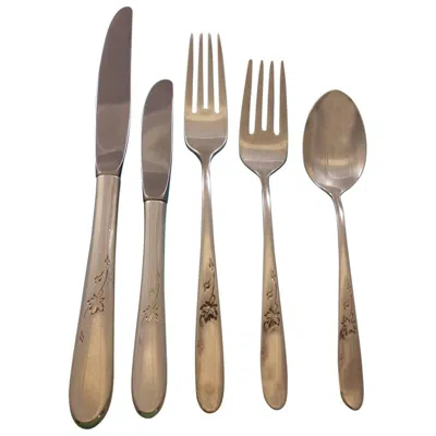 Pre-owned Reed & Barton Autumn Leaves By Reed And Barton Sterling Silver Flatware Set 8 Service 50 Pcs In Brown