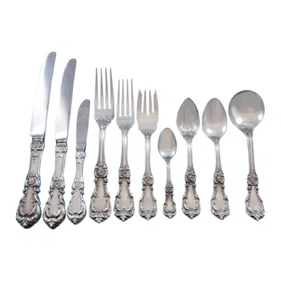 Pre-owned Reed & Barton Burgundy By  Sterling Silver Flatware Set 12 Service 129 Pcs Dinner In Red