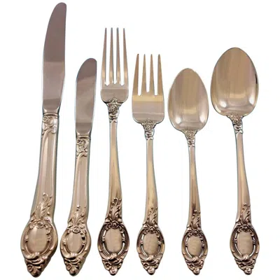 Pre-owned Reed & Barton Cameo By Reed And Barton Sterling Silver Flatware Set For 12 Service 72 Pieces In Brown