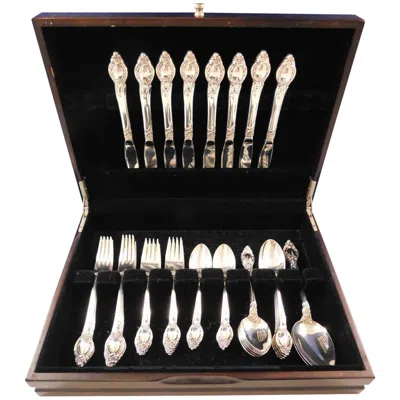 Pre-owned Reed & Barton Cameo By  Sterling Silver Flatware Set For Eight Service 42 Pieces In Black