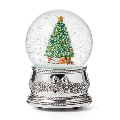Reed & Barton Christmas Tree Musical Snow Globe In Silver