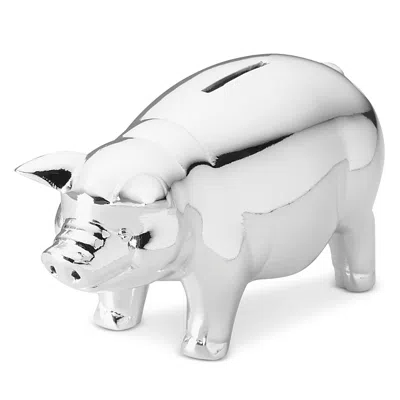 Reed & Barton Classic Porcelain Piggy Bank In Silver