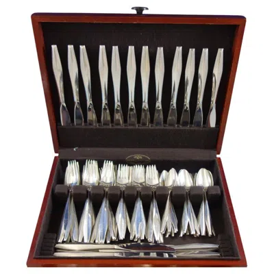 Pre-owned Reed & Barton Diamond By Reed And Barton Sterling Silver Flatware Set 24 Service 98 Pieces In Black