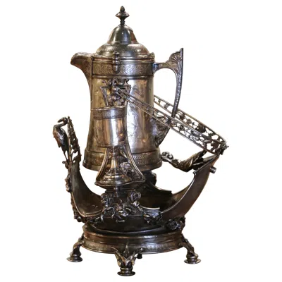 Pre-owned Reed & Barton Early 20th Century  Samovar On Separate Base With Goblets In Silver