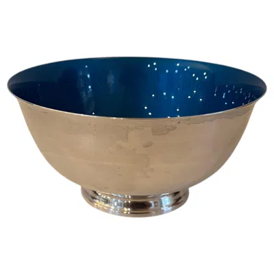 Pre-owned Reed & Barton Enameled And Silver Plated Large Footed Bowl Turquoise In Brown