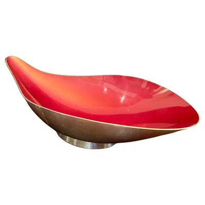 Pre-owned Reed & Barton Enameled And Silver Plated Teardrop Catch It All Bowl In Red