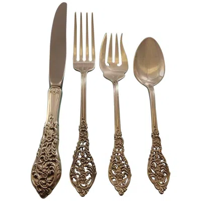 Pre-owned Reed & Barton Florentine Lace By  Sterling Silver Flatware Service 8 Set 57 Pcs In Brown