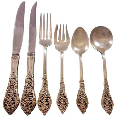 Pre-owned Reed & Barton Florentine Lace By  Sterling Silver Flatware Service Set 72 Pieces In Brown