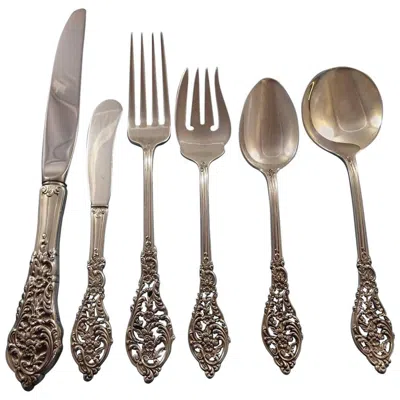 Pre-owned Reed & Barton Florentine Lace By  Sterling Silver Flatware Set 12 Service 75 Pcs In Brown