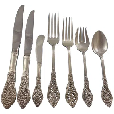 Pre-owned Reed & Barton Florentine Lace By  Sterling Silver Flatware Set, 8 Service, 57 Pcs