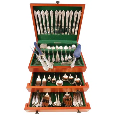 Pre-owned Reed & Barton Florentine Lace By  Sterling Silver Flatware Set Service 140 Pieces In Brown