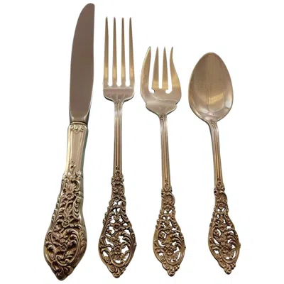 Pre-owned Reed & Barton Florentine Lace By Reed And Barton Sterling Silver Flatware Set Service 24 Pcs In Brown