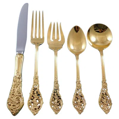 Pre-owned Reed & Barton Florentine Lace Gold By  Sterling Silver Flatware Service Set 61 Pc