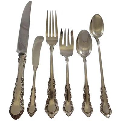 Pre-owned Reed & Barton Georgian Rose By  Sterling Silver Dinner 12 Flatware Set 76 Pieces In Red