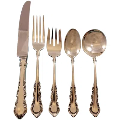 Pre-owned Reed & Barton Georgian Rose By Reed And Barton Sterling Silver Flatware Set 8 Service 40 Pcs In Red