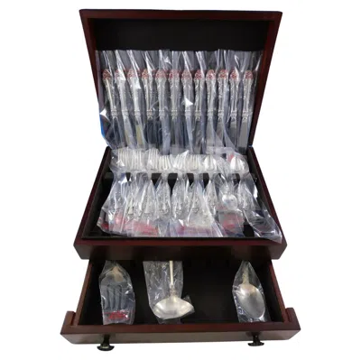 Pre-owned Reed & Barton Grande Renaissance By  Sterling Silver Flatware 12 Set 51 Pcs New In Black