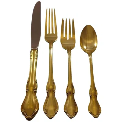 Pre-owned Reed & Barton Hampton Court Gold By  Sterling Silver Flatware Set Service Vermeil