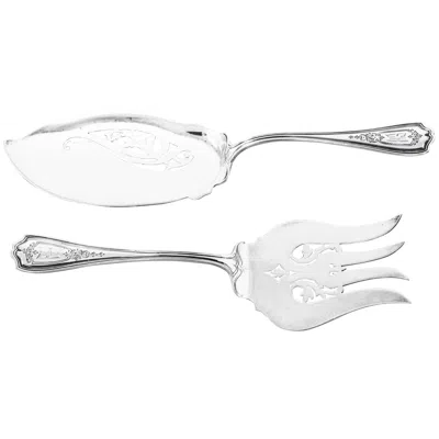 Pre-owned Reed & Barton Hepplewhite Fish Set In Silver