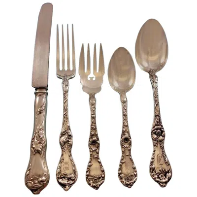 Pre-owned Reed & Barton Les Cinq Fleurs By Reed And Barton Sterling Silver Flatware Set Service 60 Pcs In Brown