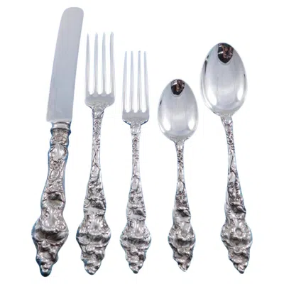 Pre-owned Reed & Barton Les Six Fleurs By Reed And Barton Sterling Silver Flatware Set Dinner 63 Pcs