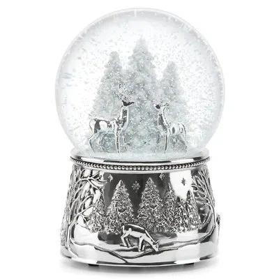 Reed & Barton North Pole Bound Musical Snow Globe In Silver